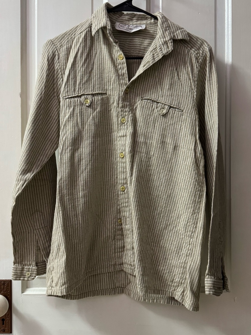 Men’s Lightweight Beige Striped Shirt - Casual Button-Front